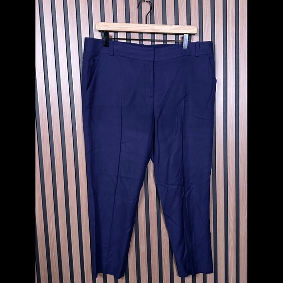 Diane von Furstenberg Trousers 12 Womens Blue Navy Flat Front Dress Pants - Picture 1 of 8